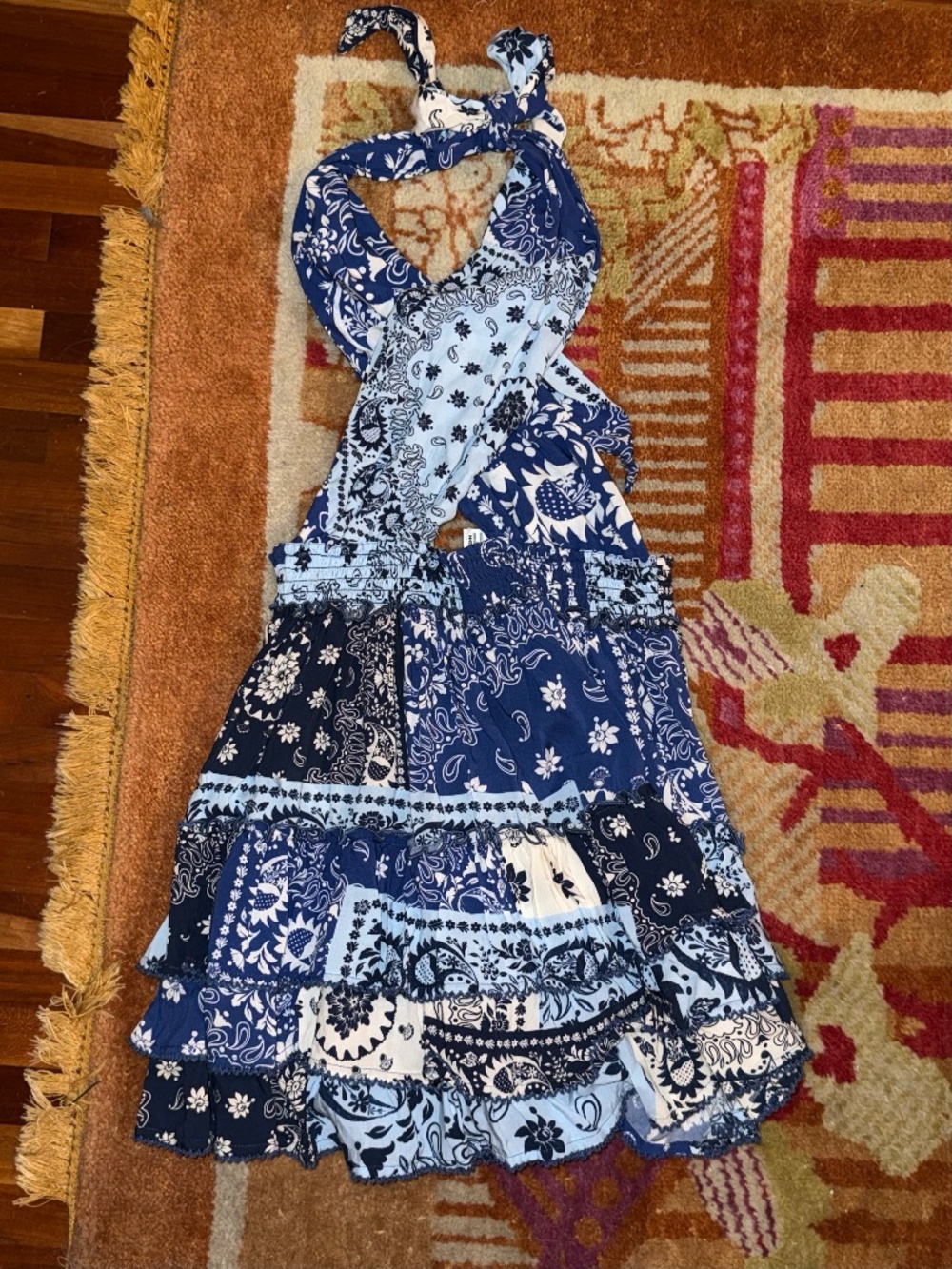 Agua Bendit Medium M Maona Halter printed mini dress bandana pattern - Picture 4 of 5